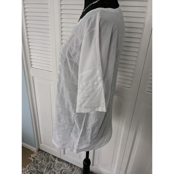 Madewell Broadway & Broome Top Women's S White Cotton Blouse Cottagecore Crochet - Picture 8 of 13